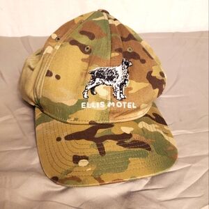 Ellis Motel Round Top TX Green Camo Ball Cap Hat OS Snap Back